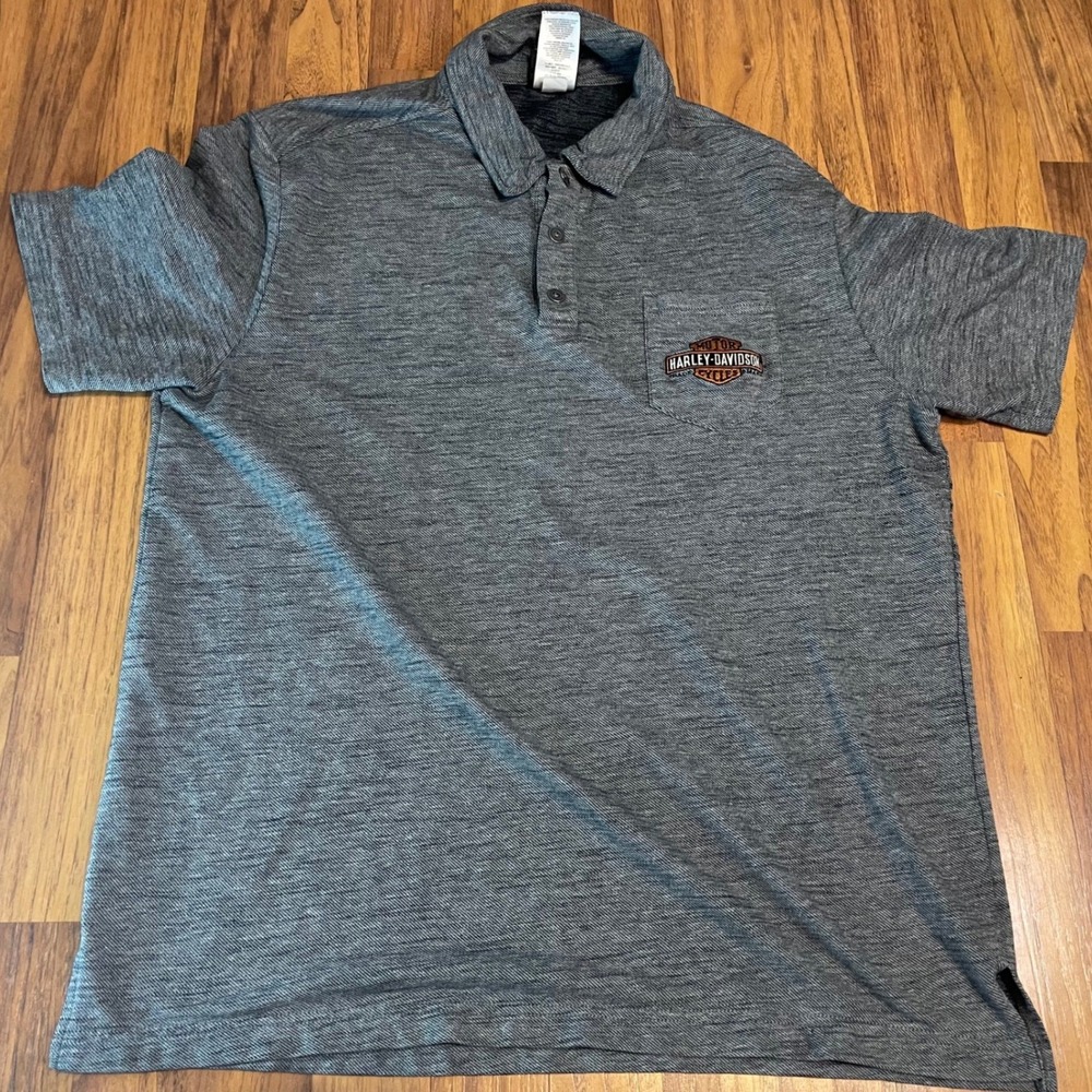 Harley-Davidson Polo Shirt Mens XL Grey Space Dye Embroidered Logo HACY 03/2018